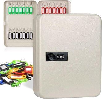 No Brand Armario De Llaves De Acero Para 28 Llaves, De Montaje En Pared, Con Cerradura De Combinaci&oacute;n Y 20 Etiquetas, Color Negro