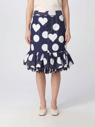 Jacquemus Cabana Polka-Dot and Heart Midi Skirt with High Waist and Ruffles