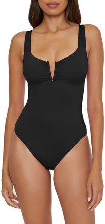 BECCA by Rebecca Virtue Color Code V-Wire One-Piece Swimsuit in Black at Nordstrom, Size Medium