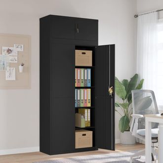 vidaXL Armario Archivador De Acero Negro 90x40x220 Cm Vidaxl