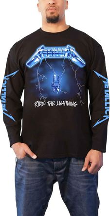 Metallica T Shirt Ride The Lightning Band Logo Official Mens Black Long Sleeve L