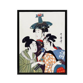 Artery8 Young Men in Colourful Garments Framed Canvas Wall Art Print Kitagawa | Size: W24 x H32