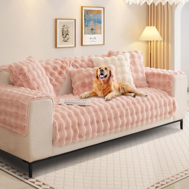 Shanna Kaninchen Plüsch Sofabezug L Form 1/2/3/4 Sitzer Sofa Überzug Ecksofa U Form, Neue Universelle rutschfeste Sofaschoner, Superweiche SofaÜberwurf aus K ab 45,99 €