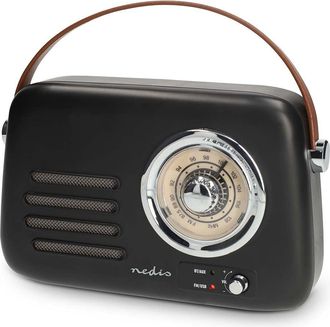 Nedis Radio Fm Portatil Con Bluetooth Color Negro Funciona Con Usb Y Pilas 210223945 210223945