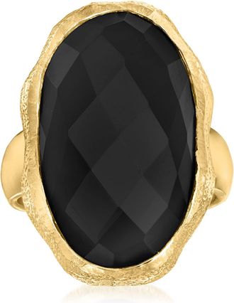 Ross-Simons Black Onyx Ring in 18kt Gold Over Sterling