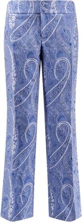 Etro Paisley Wijde Broek - Dames - Wijde Broeken - Blauw - M - Polyester - Broeken
