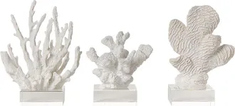 Two's Company Set Of 3 Coral Sculptures On Acrylic Base
