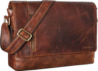 STILORD Davis 13 Inch Leather Messenger Bag | Vintage Laptop Bag | Shoulder Bag for University, Office, Books | Genuine Leather, Colour:Florida - Brown