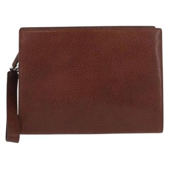 Ferragamo Pre-owned Leather Clutch - Dames - Pre-owned - Bruin - Maat: ONE Size Leer