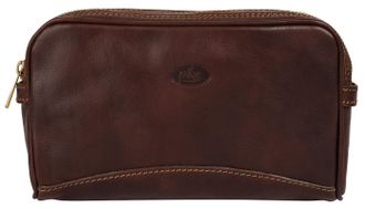 Pik&eacute; Kulturbeutel PIK&Eacute;, Damen, Gr. B/H/T: 27cm x 15cm x 8cm onesize, braun, Leder, beschichtet, gl&auml;nzend, Taschen Kulturbeutel, echt Leder, Made in Italy