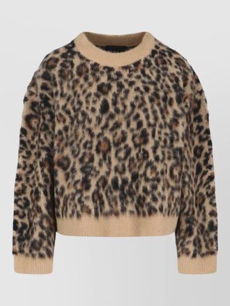 Nili Lotan leopard pattern crew neck long sleeve top