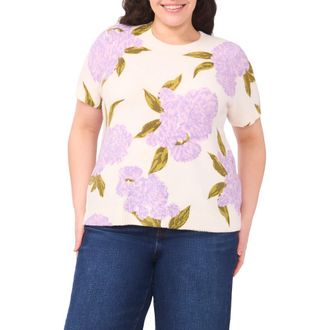 CeCe by Cynthia Steffe Hydrangea Short Sleeve Sweater in Orchid Petal at Nordstrom, Size 1 X