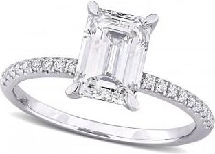 Allurez Emerald Cut Lab Grown Diamond Engagement Ring 14K White Gold (2.16ct)