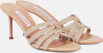 Aquazzura Mules Playita 75 effetto rafia