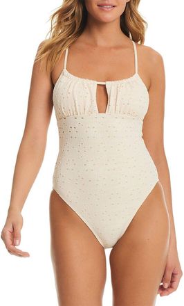 Red Carter Eyelet Balconette Swimsuit