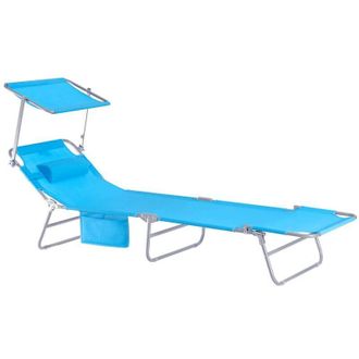 SoBuy Sobuy - Set of 2 Chair Sun Lounger with Adjustable Sun Shade and Backrest,OGS48-Bx2