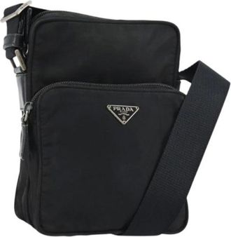 Prada Pre-owned Cross Body Bags, female, Black, Size: ONE SIZE Pre-owned Nylon Cross Body Bag