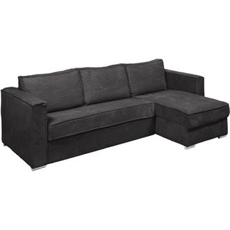 Vente-Unique Divano letto angolare a ribalta angolo reversibile Posto letto 160 Materasso 14 in Velluto Antracite - loreto