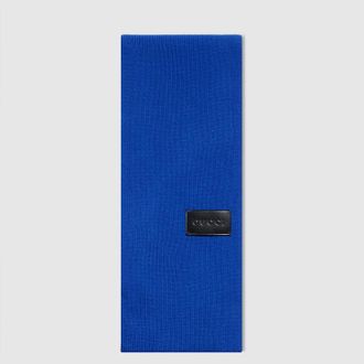 Gucci Rib Wool Scarf, Blue