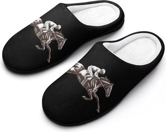 Generic Jockeys Ride Horse Race Slippers Men Winter Warm Cotton Anti-Slip Indoor Slip-Ons House Shoes