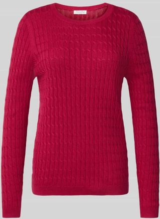 Christian Berg Strickpullover mit Zopfmuster in Fuchsia, Größe XL