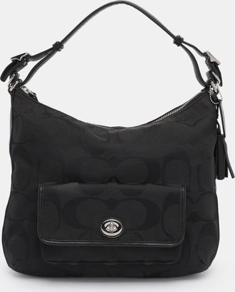 Coach Black/grey Canvas And Leather Legacy Courtenay Hobo