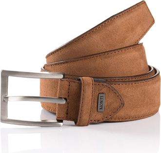 Monti Lederg&uuml;rtel MONTI TORONTO, Herren, Gr. 11,5, braun (hellbraun), Rindsleder, G&uuml;rtel Lederg&uuml;rtel, Veloursoptik, matt, elegant, weich, mit Logo