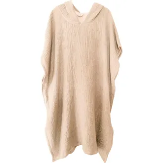 Anaya with Love Crinkled Cotton Cuddle Hooded Poncho in Natural Yellow at Nordstrom