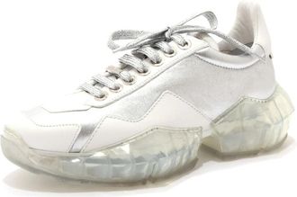 Jimmy Choo London Witte Leren Schoenen Diamond Stijl - Dames - Sneakers - Wit - 36 EU - Schoenen