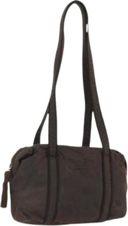 Prada Pre-owned Shoulder Bags, female, Brown, Size: ONE SIZE Pre-owned Nylon Shoulder Bag