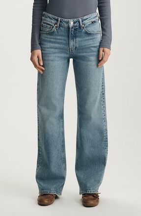 Mavi Taylor High Waist Relaxed Straight Leg Jeans in Mid Brushed Classic Blue at Nordstrom, Size 32 30