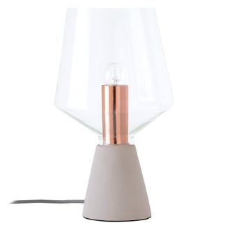 Koketto Home L&aacute;mpara de mesa con base de cemento gris y pantalla de cristal