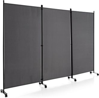 Costway Costway - Biombo De Dormitorio Separador De 3 Paneles Sobre Ruedas, Pantallas De Privacidad Rodantes De 180 Cm De Alto, Separador De Pantalla De Tela 