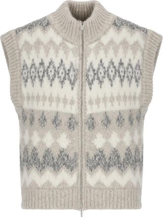 PESERICO Jassen, Dames, Beige, S, Pailletten, Gebreide Vest met Pailletten