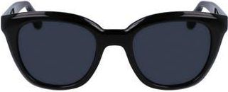 Ferragamo Classic Logo Tea Cup 52mm Round Sunglasses in Black at Nordstrom Rack