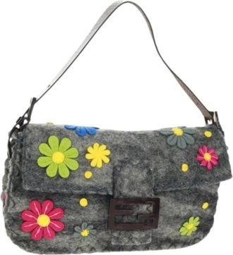 Fendi Pre-owned Wollen Schoudertas - Dames - Vintage Schoudertas - Grijs - ONE Size - Wol - Vintage