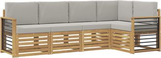 vidaXL Conjunto De Sof&aacute;s De Exterior 5 Uds. Blanco Y Gris Claro Vidaxl