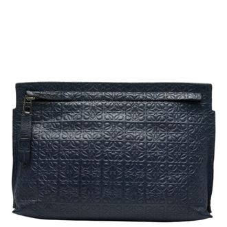 Loewe Navy Leather Clutch Bag (Pre-Owned)