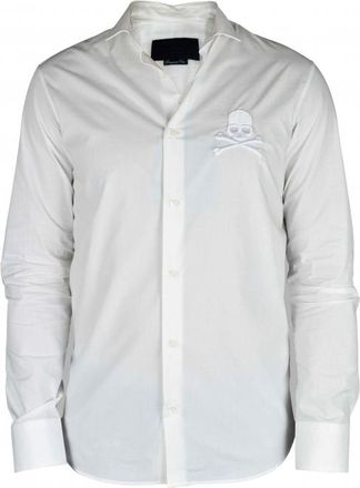 Philipp Plein Diamond Cut LS Skull-overhemd wit