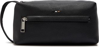 BOSS Boss Ray Logo Grained Leather Wash bag - Black - One Size