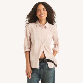 Nautica Womens Striped Button-Up Shirt