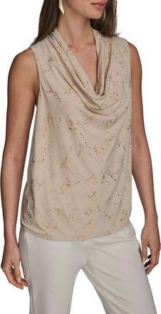 DKNY Metallic Cowl Neck Sleeveless Top in Sand at Nordstrom, Size X-Small