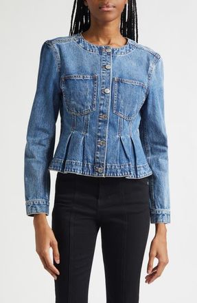 Veronica Beard Zahara Peplum Denim Jacket in Time Warp at Nordstrom, Size X-Small