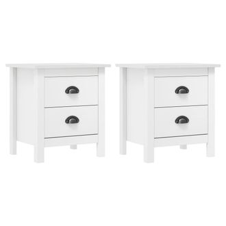 Berkfield Home Bedside Cabinet Hill 2 pcs White 46x35x49.5 cm Solid Pine Wood