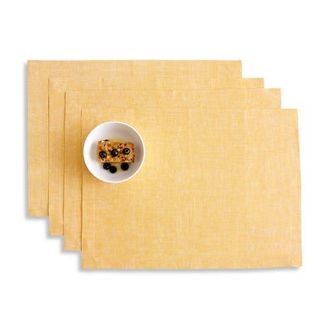 Solino Home Linen Placemats - Athena, 14 x 19 in Chambray Mustard at Nordstrom, Size Medium