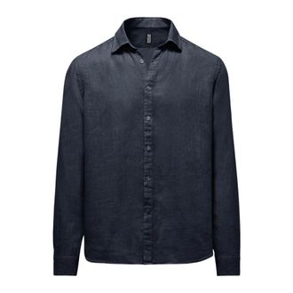 Bomboogie Linnen Overhemd met Lange Mouwen - Heren - Casual Overhemden - Blauw - 3XL - Linnen - Overhemden