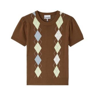 Ganni T-shirt - female - Ganni - T-Shirts - Brown - M - Tops