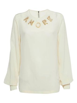 Dolce & Gabbana Amore appliqu&eacute; blouse - White