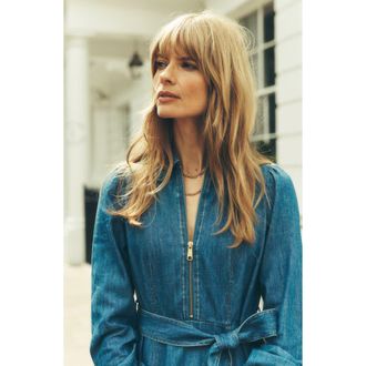 Boden Front Zip Long Sleeve Denim Maxi Dress in Mid Vintage Denim at Nordstrom Rack, Size 0