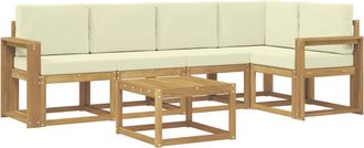 vidaXL Conjunto De Sof&aacute;s De Exterior 6 Uds. Blanco Y Crema Vidaxl